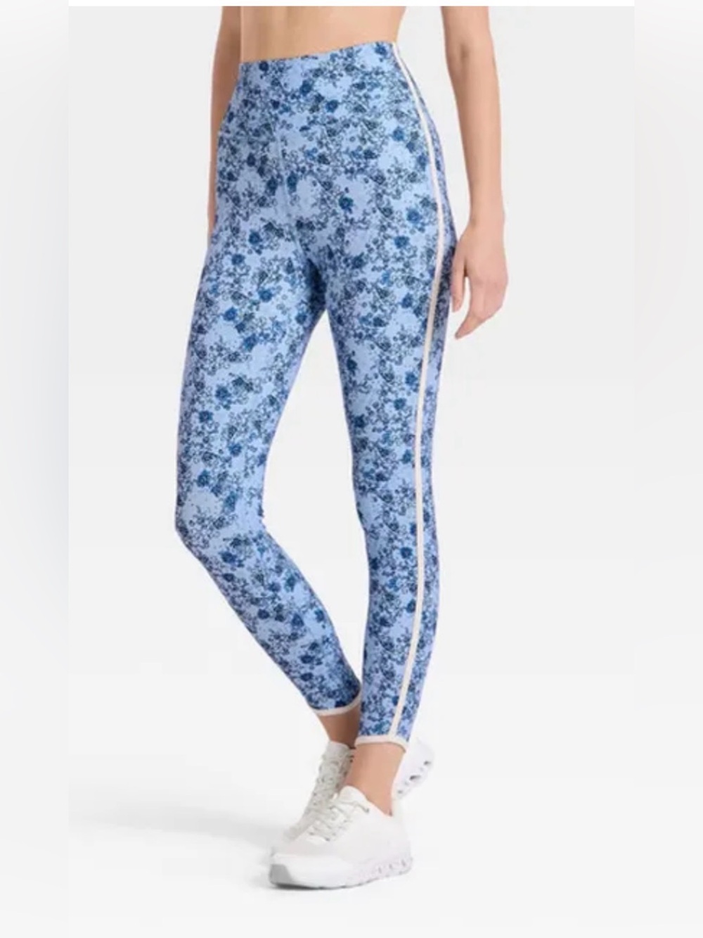 XXS Joylab Blue Floral High-Rise Leggings with Side Stripe